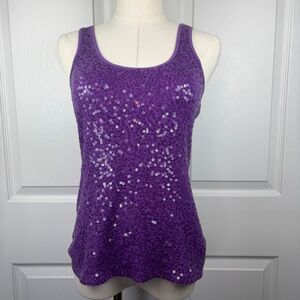 Express vintage Y2K Purple Sequin Tank Top